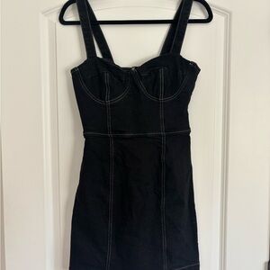 Reformation Nikki Bustier Black Denim Mini